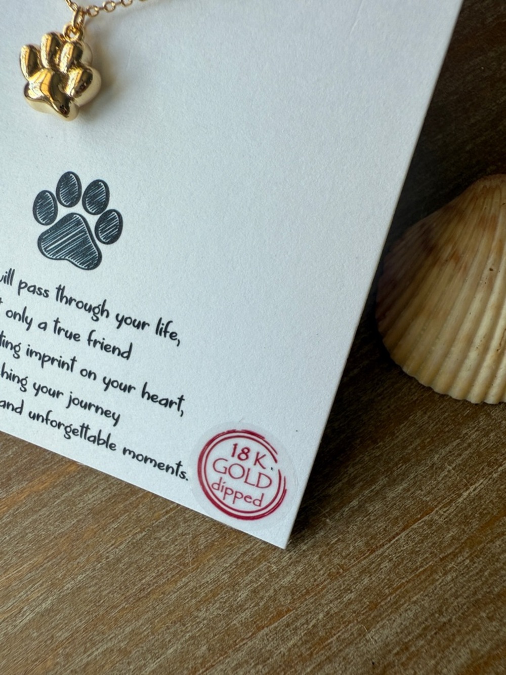 Gold Paw Pendant Necklace - Paw Print Charm - Picture 9 of 12